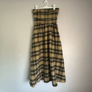 dottie Gathered Strapless Plaid Midi Dress Sz. 4/S